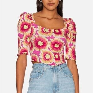 FREE PEOPLE NWT Woman’s Color Pop Floral Shirt Sz S